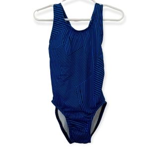 FINIS Training Swimwear Girls Size 22 Small Youth Blue Black Aquatuff Maze